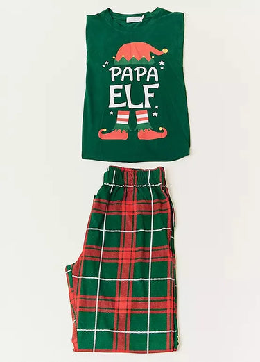 Christmas Elf Family Pyjama Set – Matching Festive Top and Plaid Trousers