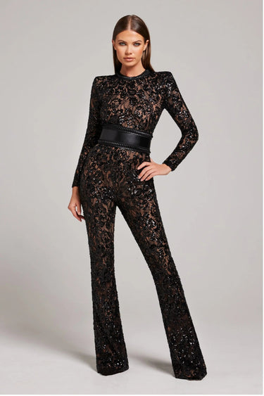 White Lace Jumpsuit – Floral Sheer Wide-Leg Occasion Jumpsuit