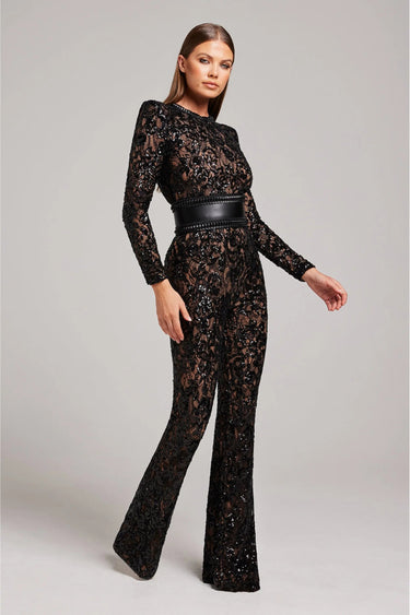 White Lace Jumpsuit – Floral Sheer Wide-Leg Occasion Jumpsuit