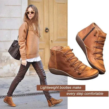 Faux Leather Lace-Up Ankle Boots – Warm Lined Side Zip Everyday Boots
