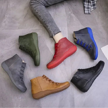 Faux Leather Lace-Up Ankle Boots – Warm Lined Side Zip Everyday Boots