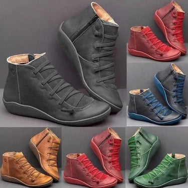 Faux Leather Lace-Up Ankle Boots – Warm Lined Side Zip Everyday Boots