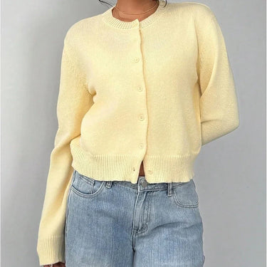 Classic Open-Front Cardigan – Pastel Knit Button Cardi