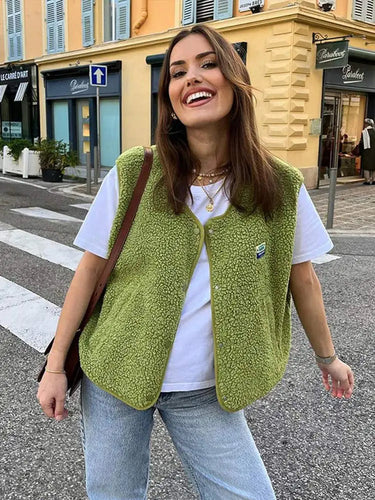 Fleece Sherpa Vest – Open-Front Cosy Layering Vest