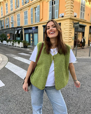 Fleece Sherpa Vest – Open-Front Cosy Layering Vest