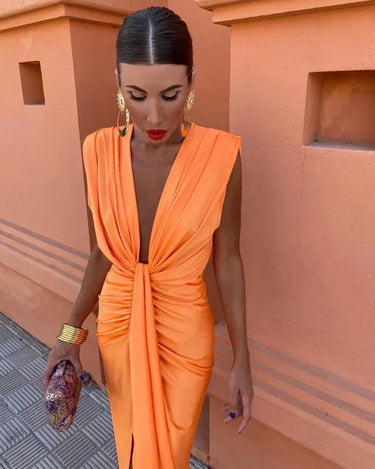 Pleated Maxi Dress – Flowing Elegant Wedding Guest Party Dress