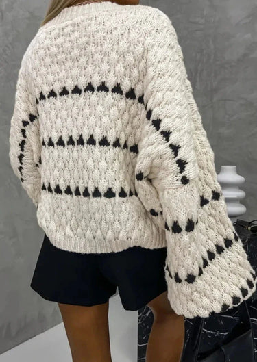 Textured Knit Sweater – Oversized Balloon Sleeve Jumper