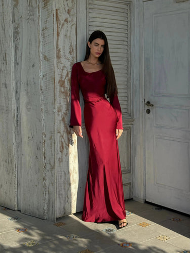 Long Sleeve Wedding Guest Maxi Dress – Elegant Floral Occasion Dress