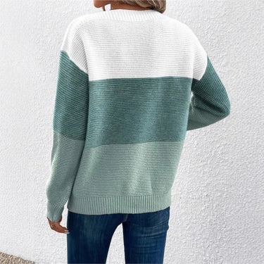 Three-Colour Patchwork Sweater – Colourblock Knit Jumper