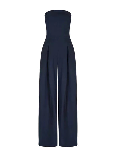 Navy Strapless Jumpsuit – Wide-Leg Formal Occasion Jumpsuit