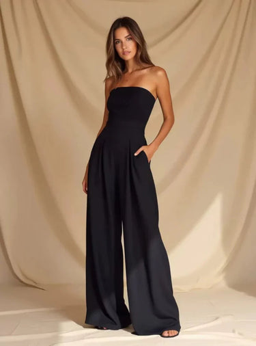 Navy Strapless Jumpsuit – Wide-Leg Formal Occasion Jumpsuit