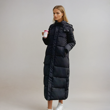 Long Puffer Coat – Elegant Full-Length Winter Coat