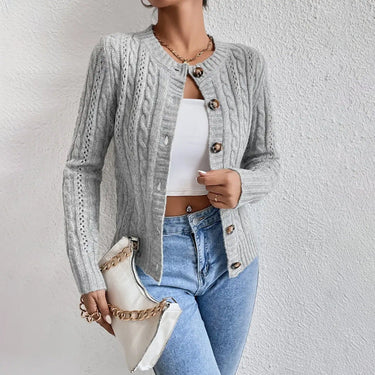 Cropped Cable Knit Cardigan – Button Front Short Cardi