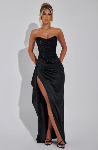 Emrielle Beaded Corset Evening Maxi Dress – Luxury Gown