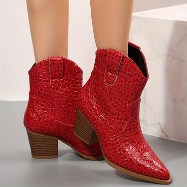 Mabel | Block Heel Ankle Boots With Textured Relief Design