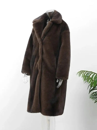 Long Faux Fur Winter Coat – Oversized Plush Warm Coat