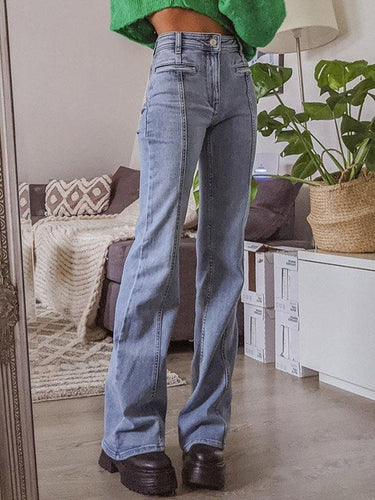 Star Patch Flare Jeans – Y2K High Waist Wide-Leg Denim
