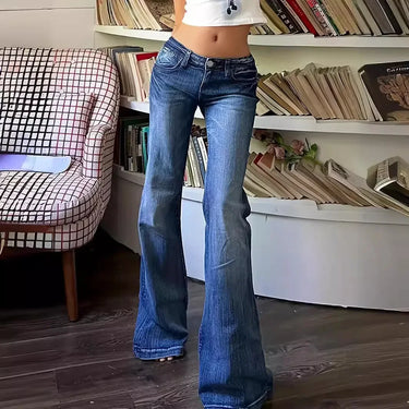 High Waist Flare Jeans – Stretch Washed Denim Flared Jeans