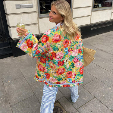 Quilted Floral Jacket – Vintage-Inspired Patchwork Bomber