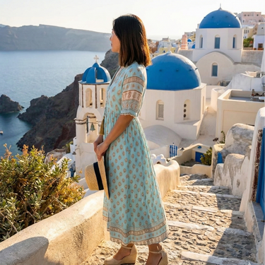 Boho Beach Midi Dress with Pockets – Floral Summer Dress