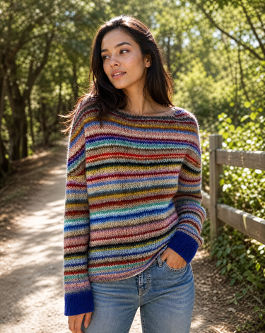 Retro Multicolour Stripe Sweater – Relaxed Knit Jumper