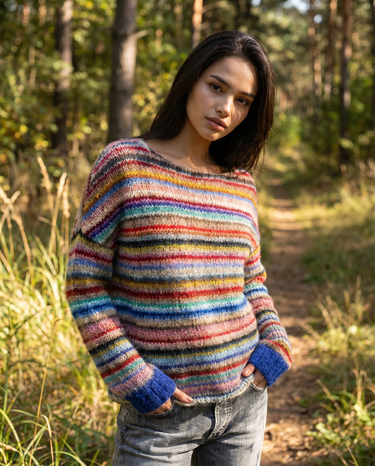 Retro Multicolour Stripe Sweater – Relaxed Knit Jumper