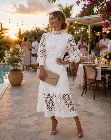 Pink Lace Summer Party Maxi Dress – Floral Occasion Gown
