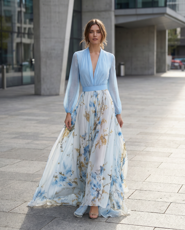 Elegant Floral Summer Party Maxi Dress – Occasion-Ready Gown