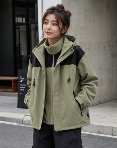 3-in-1 Fleece Winter Jacket – Hooded Waterproof Coat