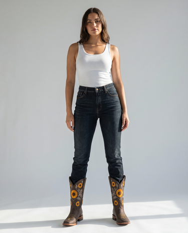 Embroidered Cowgirl Boots – Tall Block Heel Western Boots