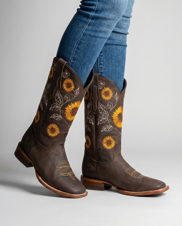 Embroidered Cowgirl Boots – Tall Block Heel Western Boots