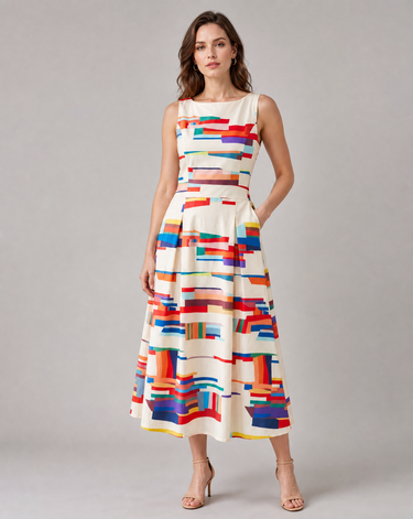 Striking Geometric Print Maxi Dress