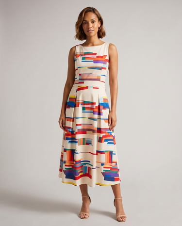 Striking Geometric Print Maxi Dress