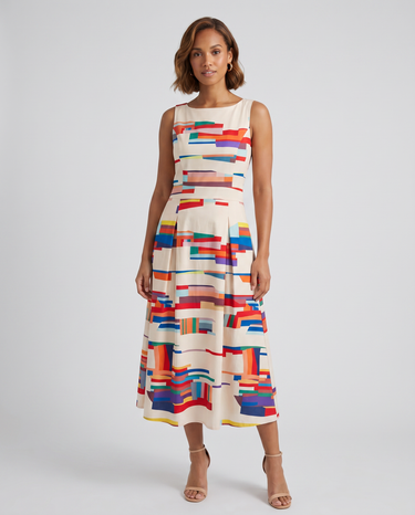 Striking Geometric Print Maxi Dress