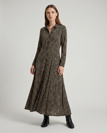 Relaxed Maxi Shirt Dress – Collared Button-Down with Pockets