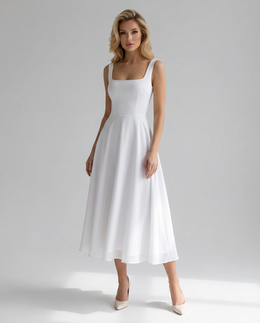 Marie Elegant A-line Summer Wedding Guest midi dress