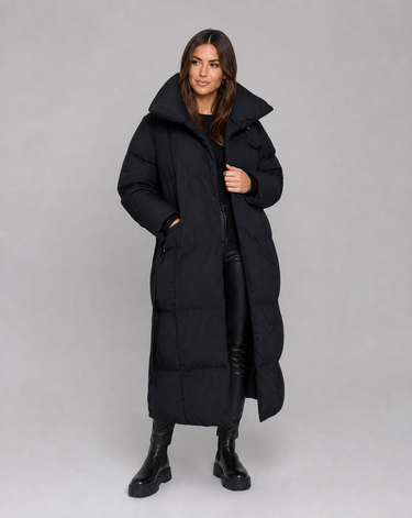 Long Puffer Jacket – Oversized Black Winter Coat
