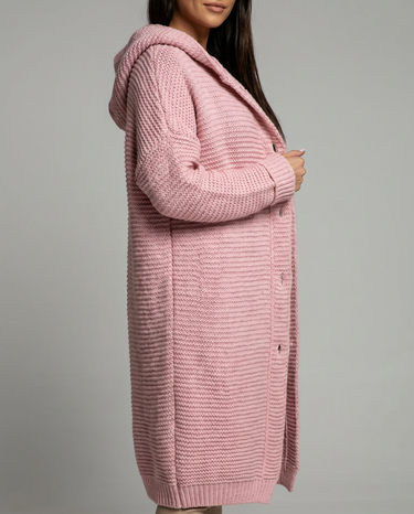 Hooded Oversized Cardigan – Chunky Knit Beige Cardi
