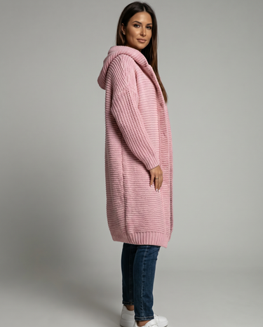 Hooded Oversized Cardigan – Chunky Knit Beige Cardi