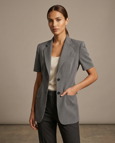 A-Line Short Sleeve Blazer – Structured Flared Jacket