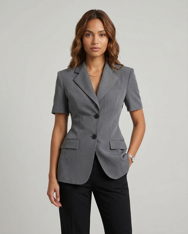 A-Line Short Sleeve Blazer – Structured Flared Jacket