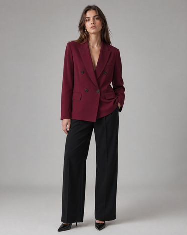 Burgundy Blazer – Structured Oxblood Single-Button Jacket