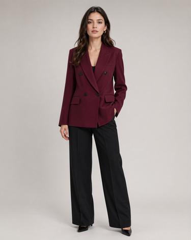 Burgundy Blazer – Structured Oxblood Single-Button Jacket