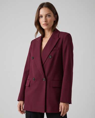 Burgundy Blazer – Structured Oxblood Single-Button Jacket