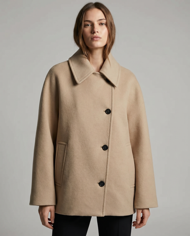 Short Wool Blend Coat – Oversized Elegant Jacket