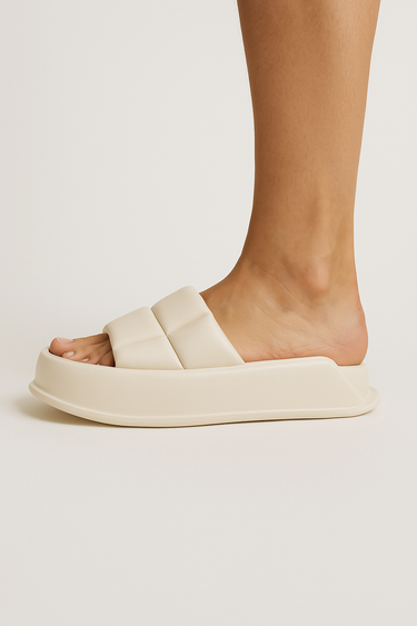 Handmade Sheepskin Leather Platform Sandals – Chunky Quilted Slide