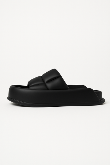 Handmade Sheepskin Leather Platform Sandals – Chunky Quilted Slide
