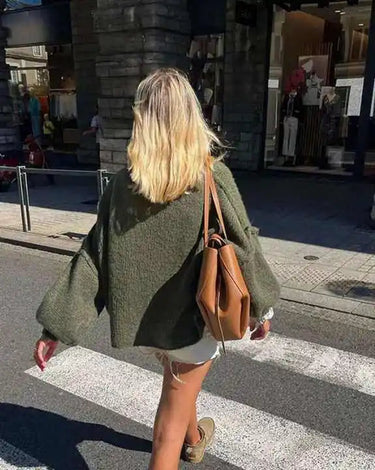 Fluffy Oversized Knit Sweater – Voluminous Sleeve Jumper