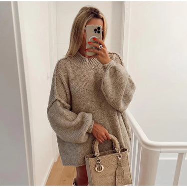 Fluffy Oversized Knit Sweater – Voluminous Sleeve Jumper