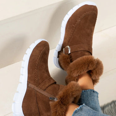 Philippa | Cosy Fur Lined Shoes With Grip Sole And Zip